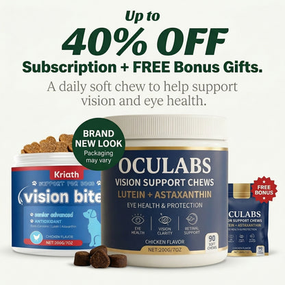 OcuLabs Vision Support Chews jar for senior dog eye support